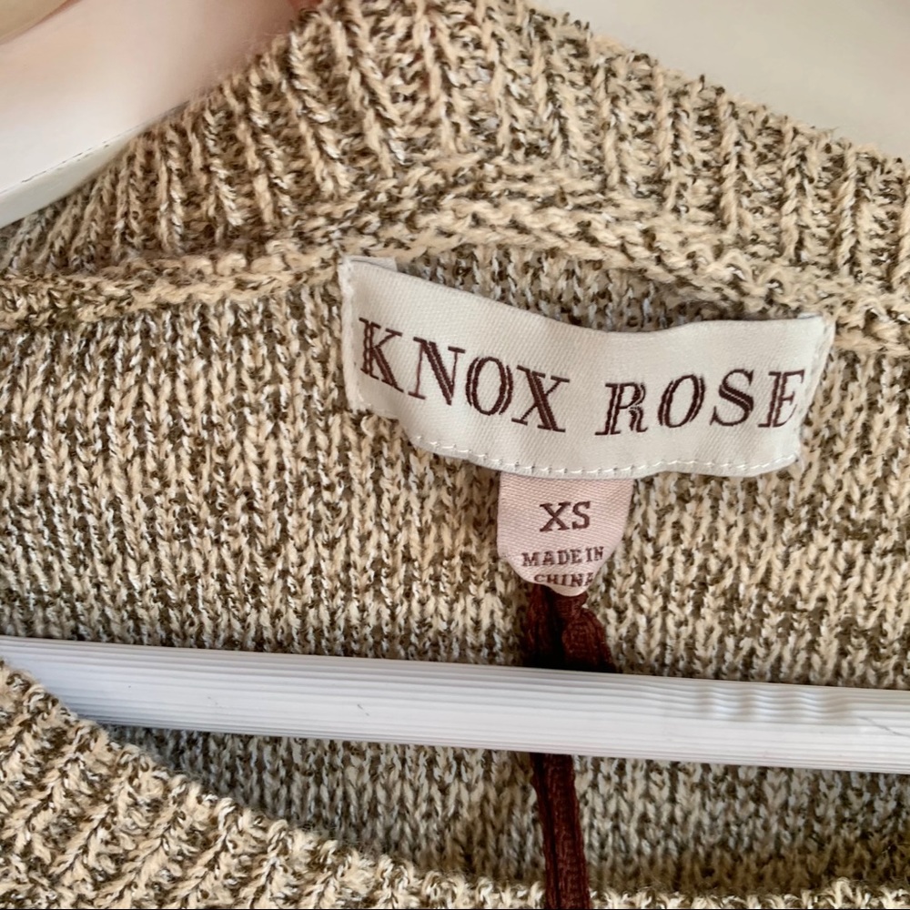 NWT KNOX ROSE Fringe Boho Taupe Sweater - Picture 7 of 10